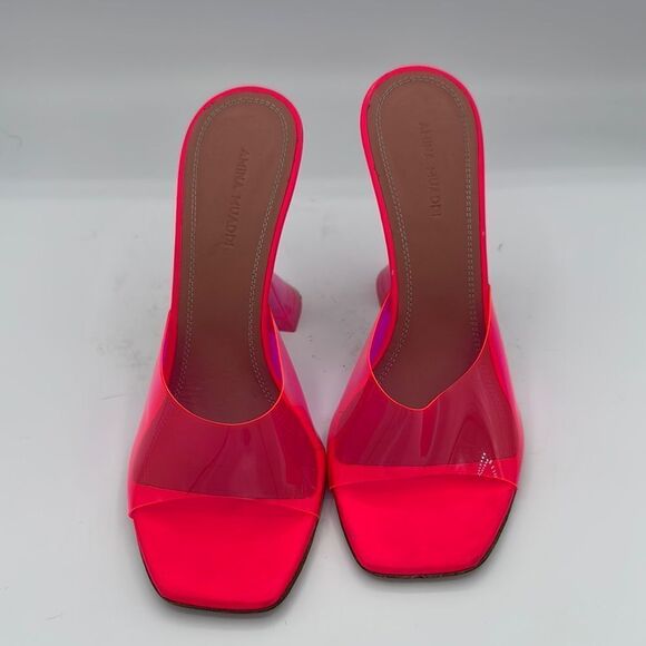 Amina Muaddi Lupita Glass Slide Sandals PVC Pink Size 39/ US 9 - Picture 3 of 12